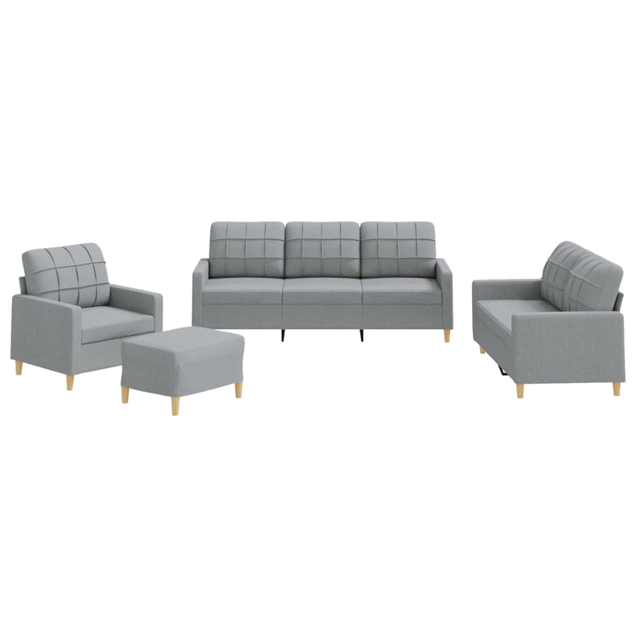 4-delige Loungeset met kussens stof lichtgrijs Lichtgrijs