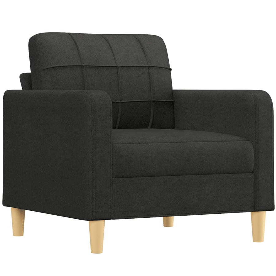 4-delige loungeset met kussens stof zwart Zwart met kussens en voetenbankje