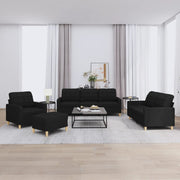 Loungeset 4-delig stof zwart
