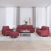 Loungeset 4-delig stof wijnrood