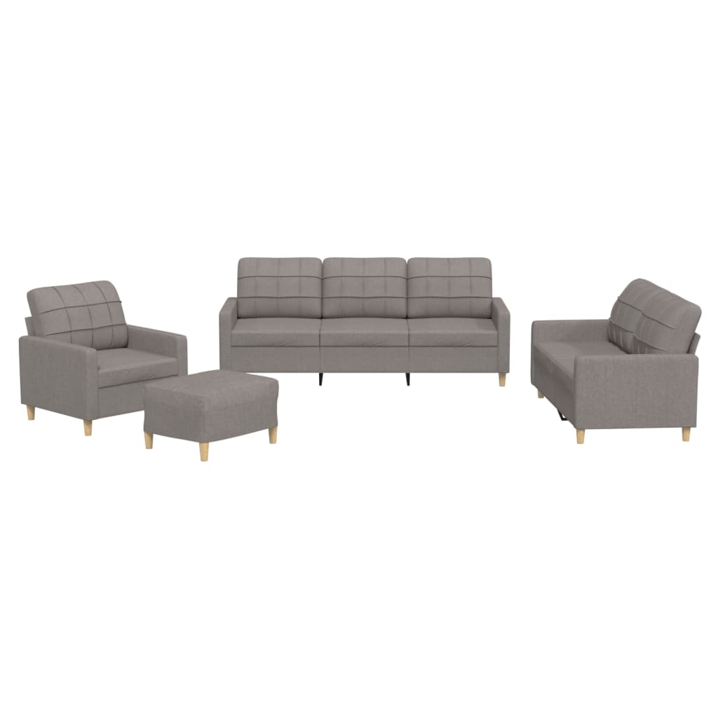 4-delige Loungeset met kussens stof taupe