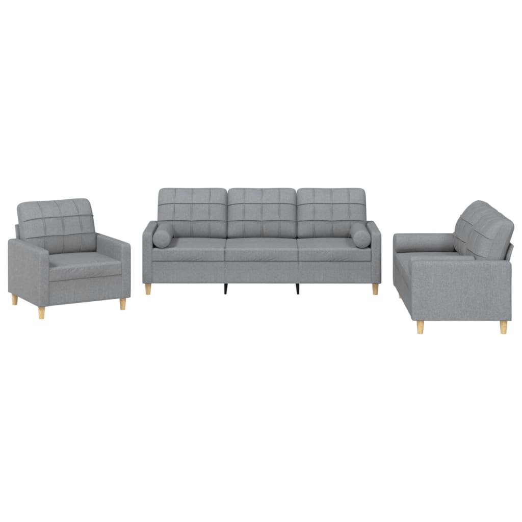 3-Delige Loungeset Stof Lichtgrijs met kussens