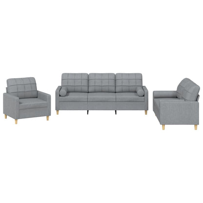 3-Delige Loungeset Stof Lichtgrijs met kussens