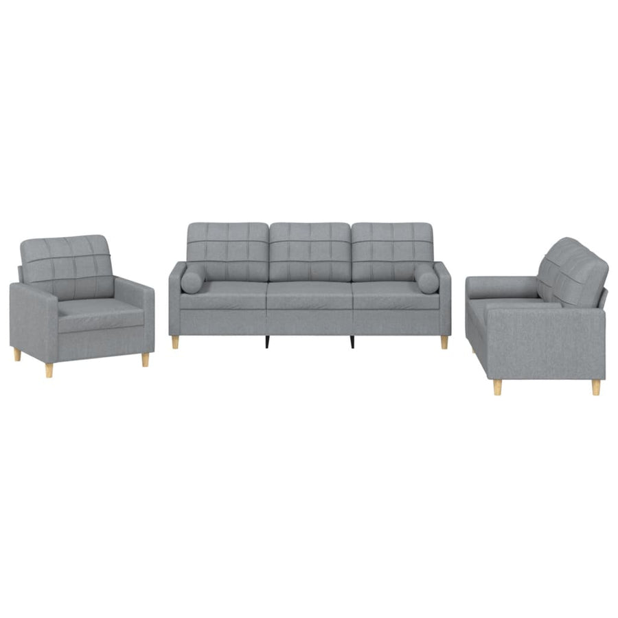 3-Delige Loungeset Stof Lichtgrijs met kussens