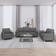 Loungeset 3-delig donkergrijs stof
