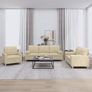 Loungeset 3-delig stof crèmekleurig