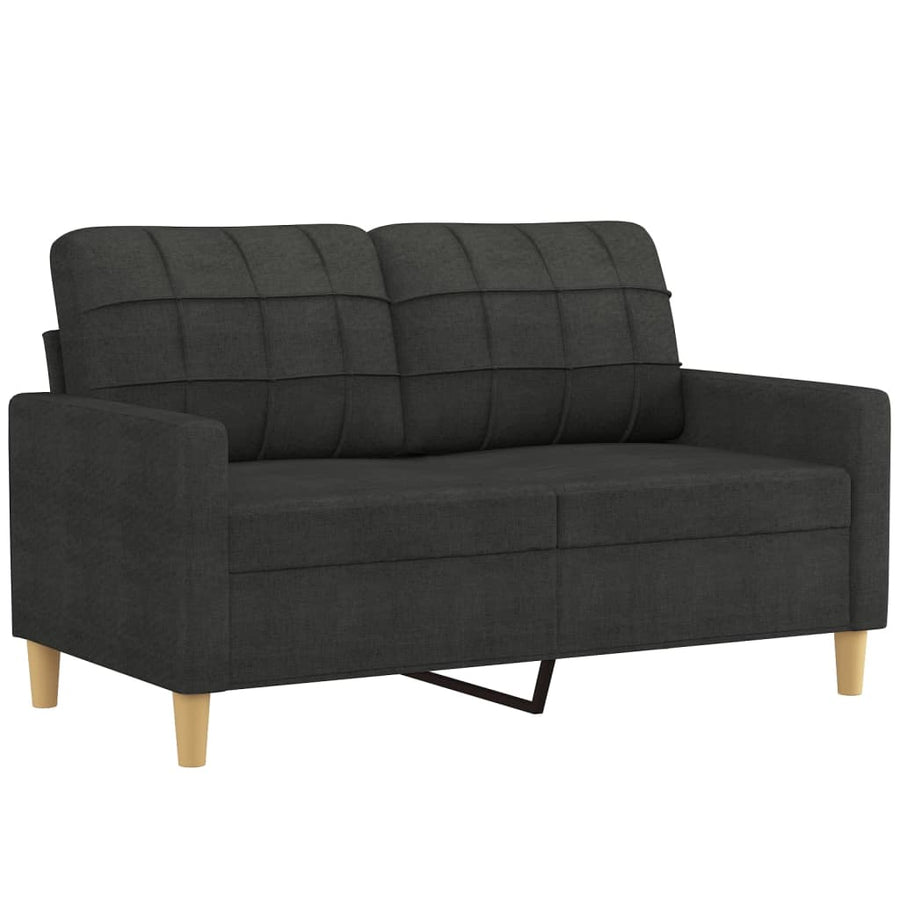 3-Delige Loungeset Stof Zwart met kussens