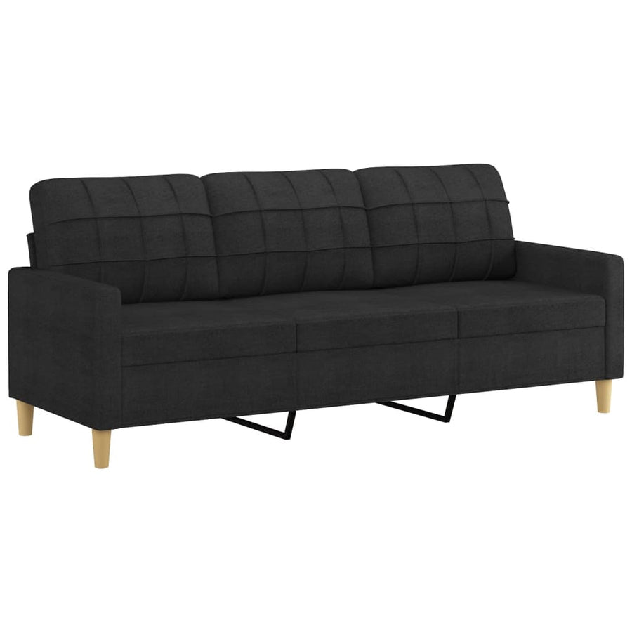 3-Delige Loungeset Stof Zwart met kussens