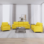 Loungeset 3-delig stof lichtgeel
