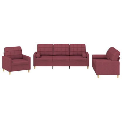 3-Delige Loungeset Met Kussens Stof Wijnrood
