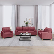 Loungeset 3-delig wijnrood stof