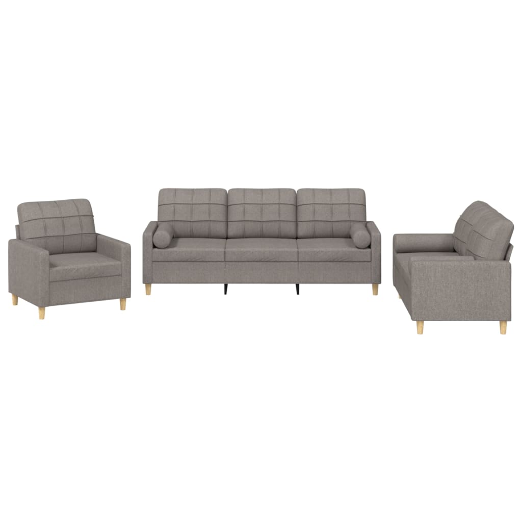 3-Delige Loungeset Met Kussens Stof Taupe