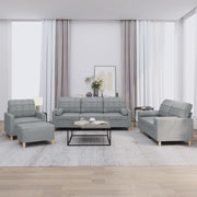 Loungeset 4-delig stof lichtgrijs