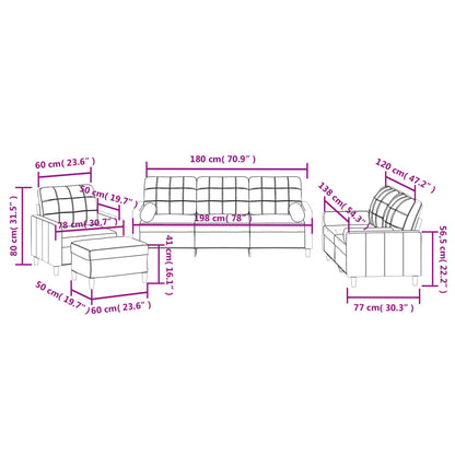 4-delige Loungeset met kussens stof donkergrijs Donkergrijs