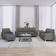 Loungeset 4-delig donkergrijs stof