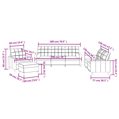 4-Delige Loungeset Met Kussens Stof Bruin met kussens en voetenbankje