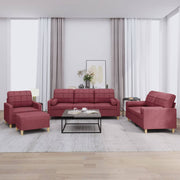 Loungeset 4-delig stof wijnrood