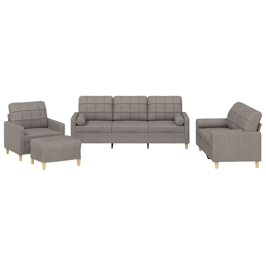 4-Delige Loungeset Met Kussens Stof Taupe met kussens en voetenbankje