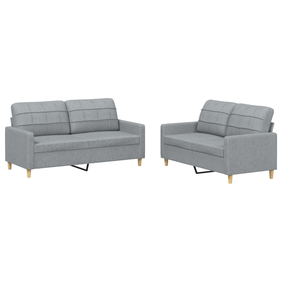 2-delige Loungeset met kussens stof lichtgrijs Lichtgrijs met kussens