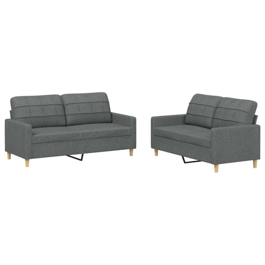 2-delige Loungeset met kussens stof donkergrijs Donkergrijs met kussens