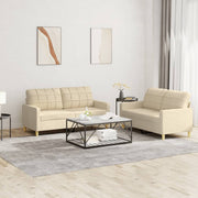 Loungeset 2-delig stof crèmekleurig