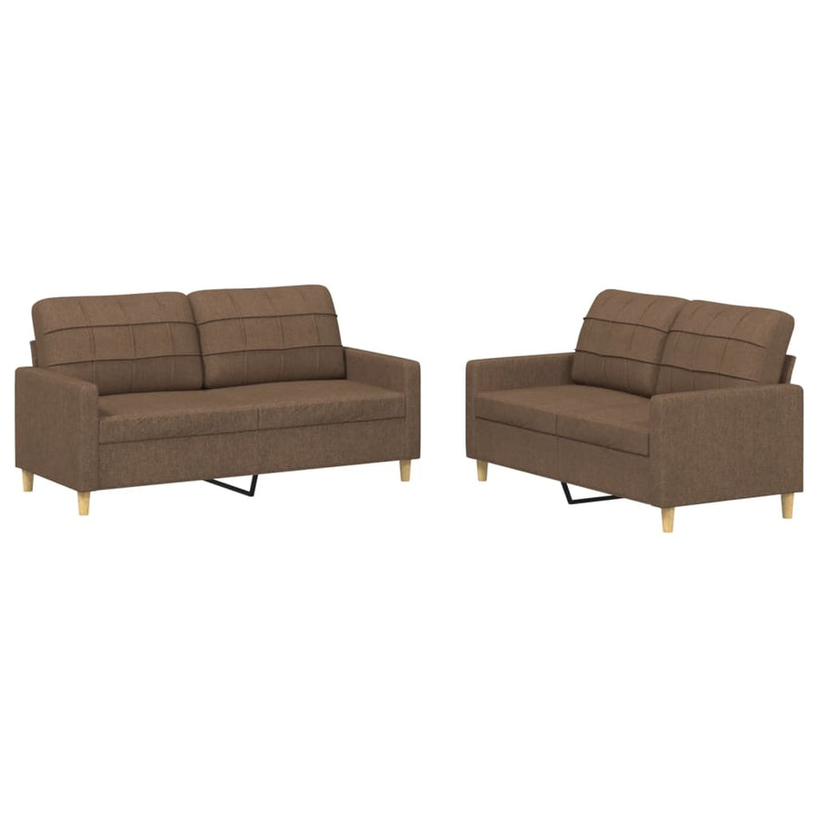 2-Delige Loungeset Stof Bruin met kussens