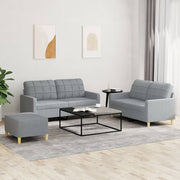 Loungeset 3-delig stof lichtgrijs