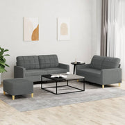 Loungeset 3-delig donkergrijs stof