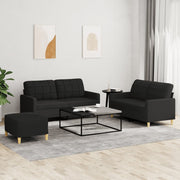 Loungeset 3-delig stof zwart