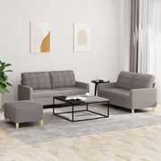Loungeset 3-delig stof taupe met kussens