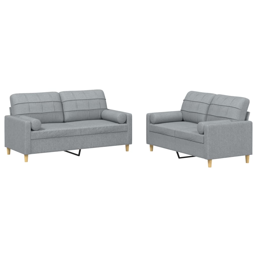 2-Delige Loungeset Stof Lichtgrijs met kussens