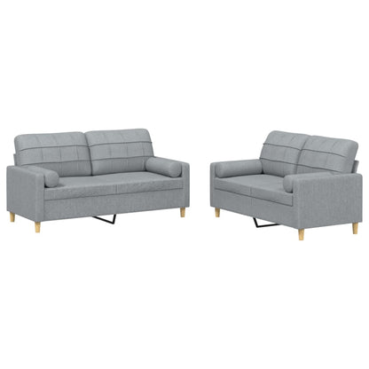 2-Delige Loungeset Stof Lichtgrijs met kussens
