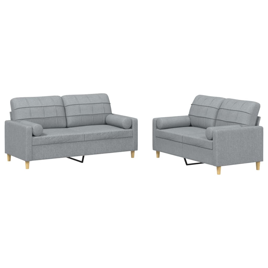 2-Delige Loungeset Stof Lichtgrijs met kussens