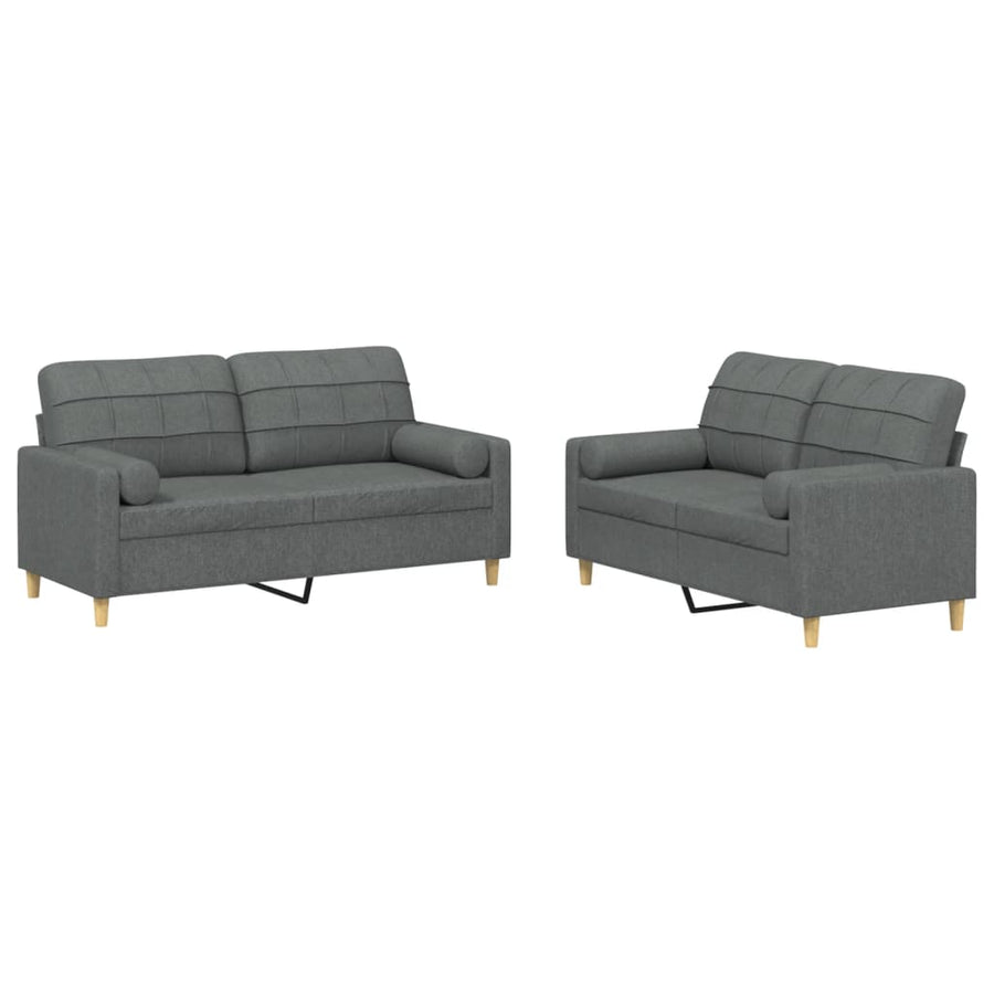 2-Delige Loungeset Stof Donkergrijs met kussens