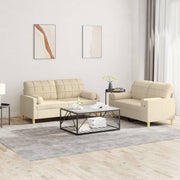 Loungeset 2-delig stof crèmekleurig