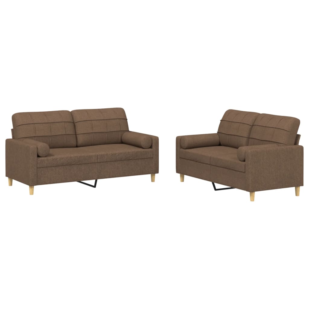 2-Delige Loungeset Stof Bruin met kussens