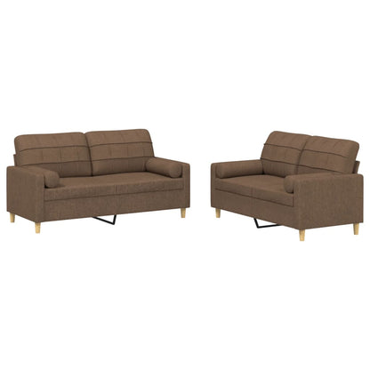 2-Delige Loungeset Stof Bruin met kussens