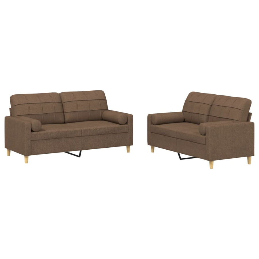 2-Delige Loungeset Stof Bruin met kussens