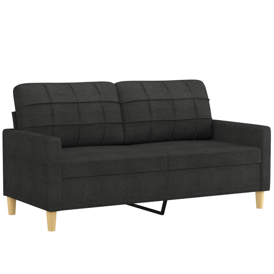 2-delige Loungeset met kussens stof zwart Zwart met kussens