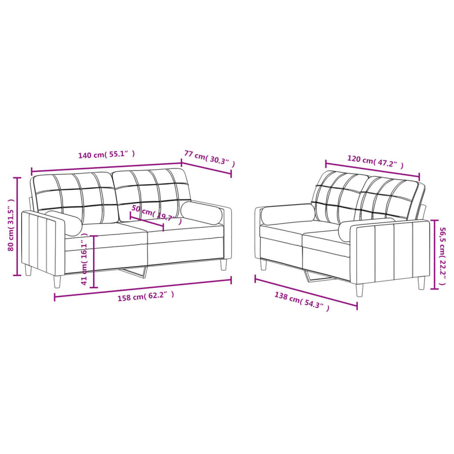 2-delige Loungeset met kussens stof zwart Zwart met kussens