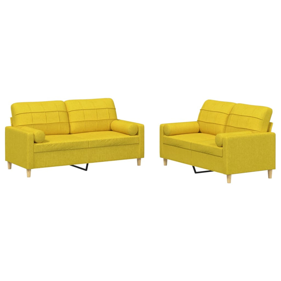 2-Delige Loungeset Stof Lichtgeel met kussens