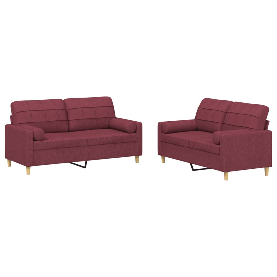2-Delige Loungeset Stof Wijnrood met kussens