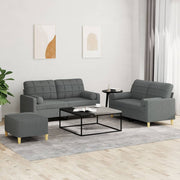 Loungeset 3-delig donkergrijs stof