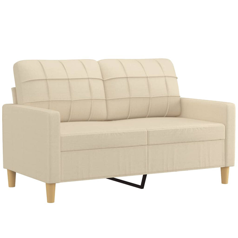 3-Delige Loungeset Met Kussens Stof Kleurig Crème met kussens en voetenbankje