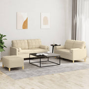 Loungeset 3-delig stof crèmekleurig
