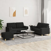 Loungeset 3-delig stof zwart