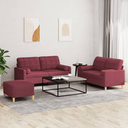 Loungeset 3-delig stof wijnrood