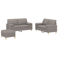 3-Delige Loungeset Met Kussens Stof Taupe met kussens en voetenbankje