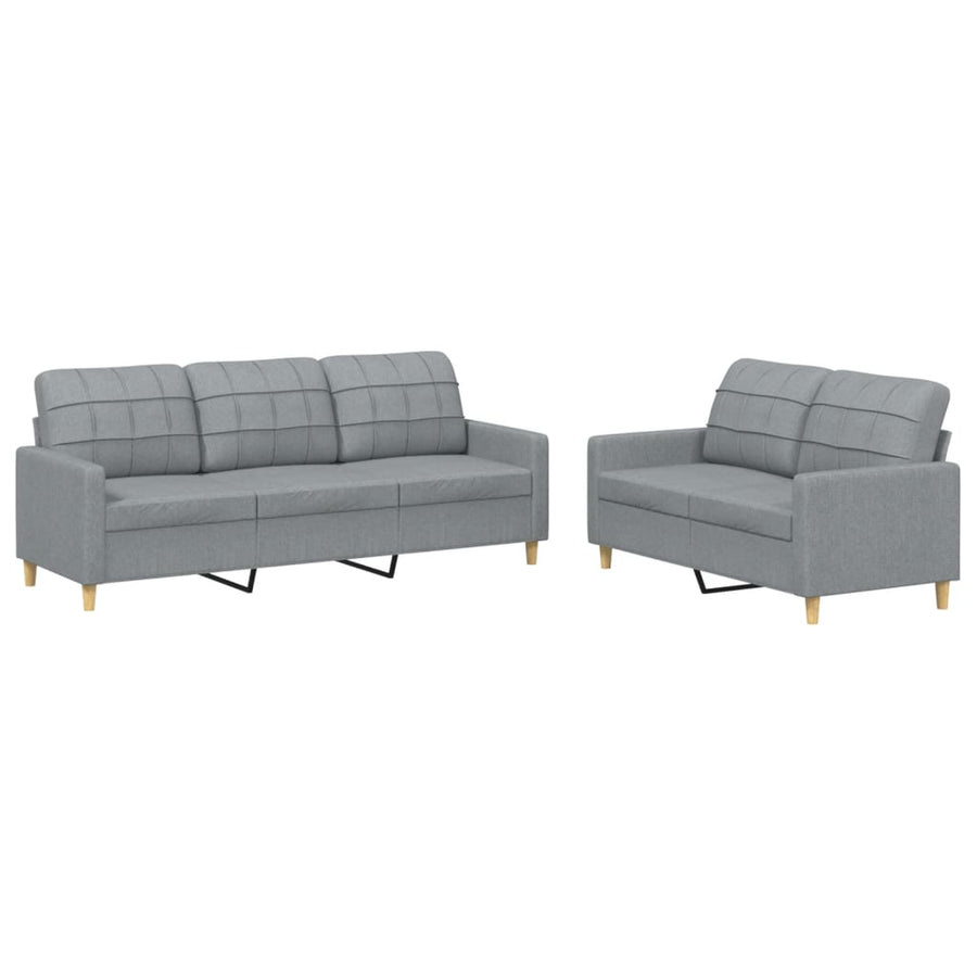 2-Delige Loungeset Stof Lichtgrijs met kussens