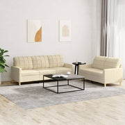 Loungeset 2-delig stof crèmekleurig